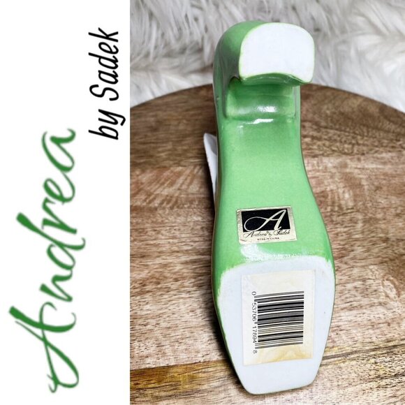 ANDREAโS BY SADEK Vintage Victorian Shoe Boot Green Floral - Picture 7 of 10